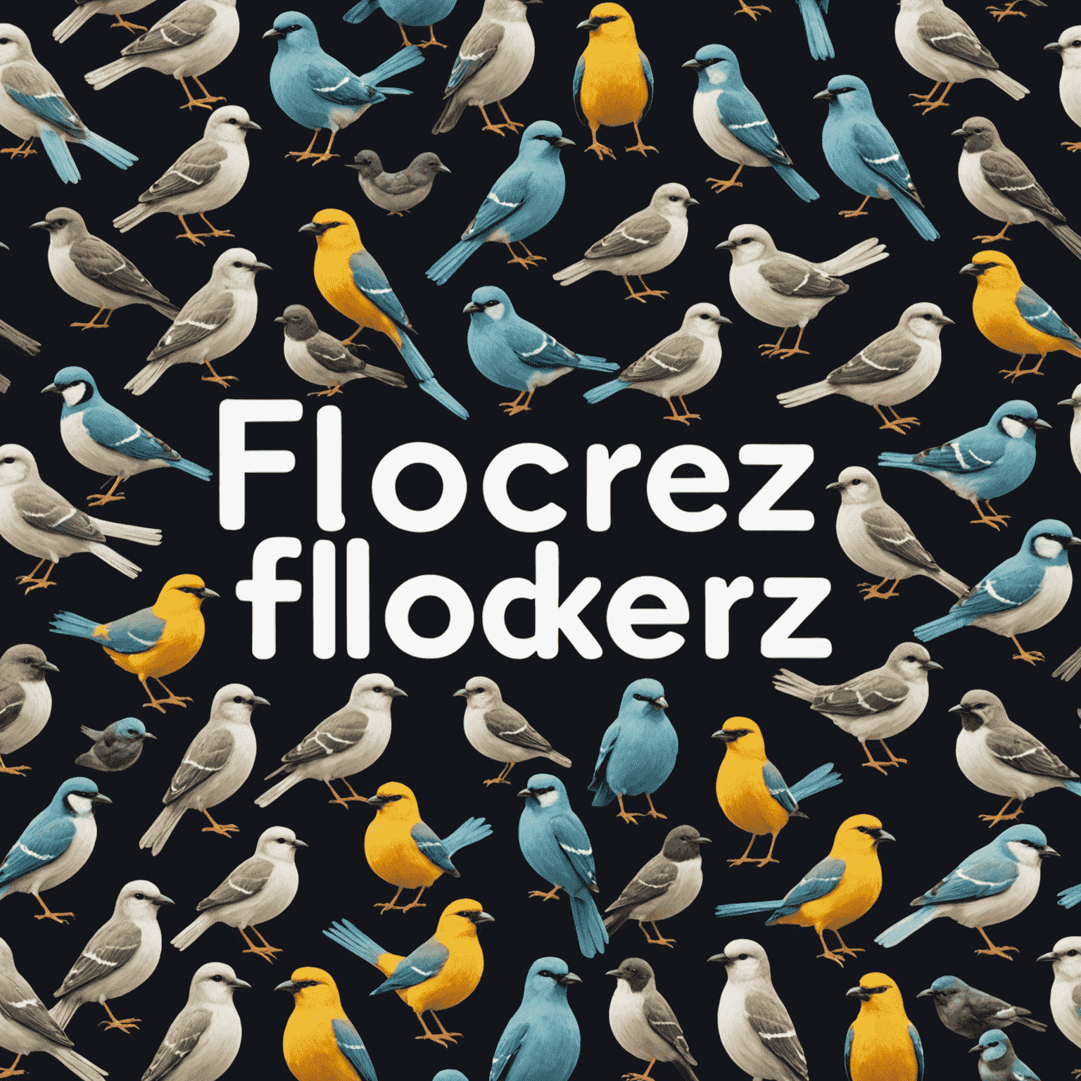 A hilarious meme featuring a flock of birds arranged to spell out 'FLOCKERZ' with each bird holding a different meme-related object