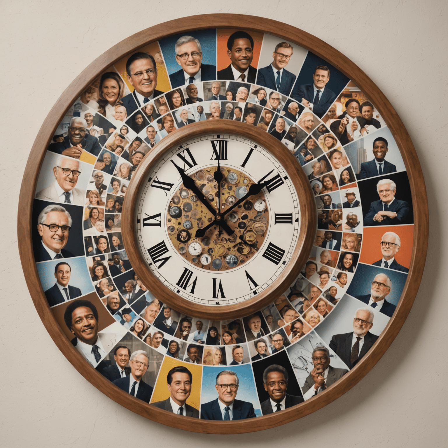 A clock surrounded by various meme images, illustrating the importance of timing in meme distribution